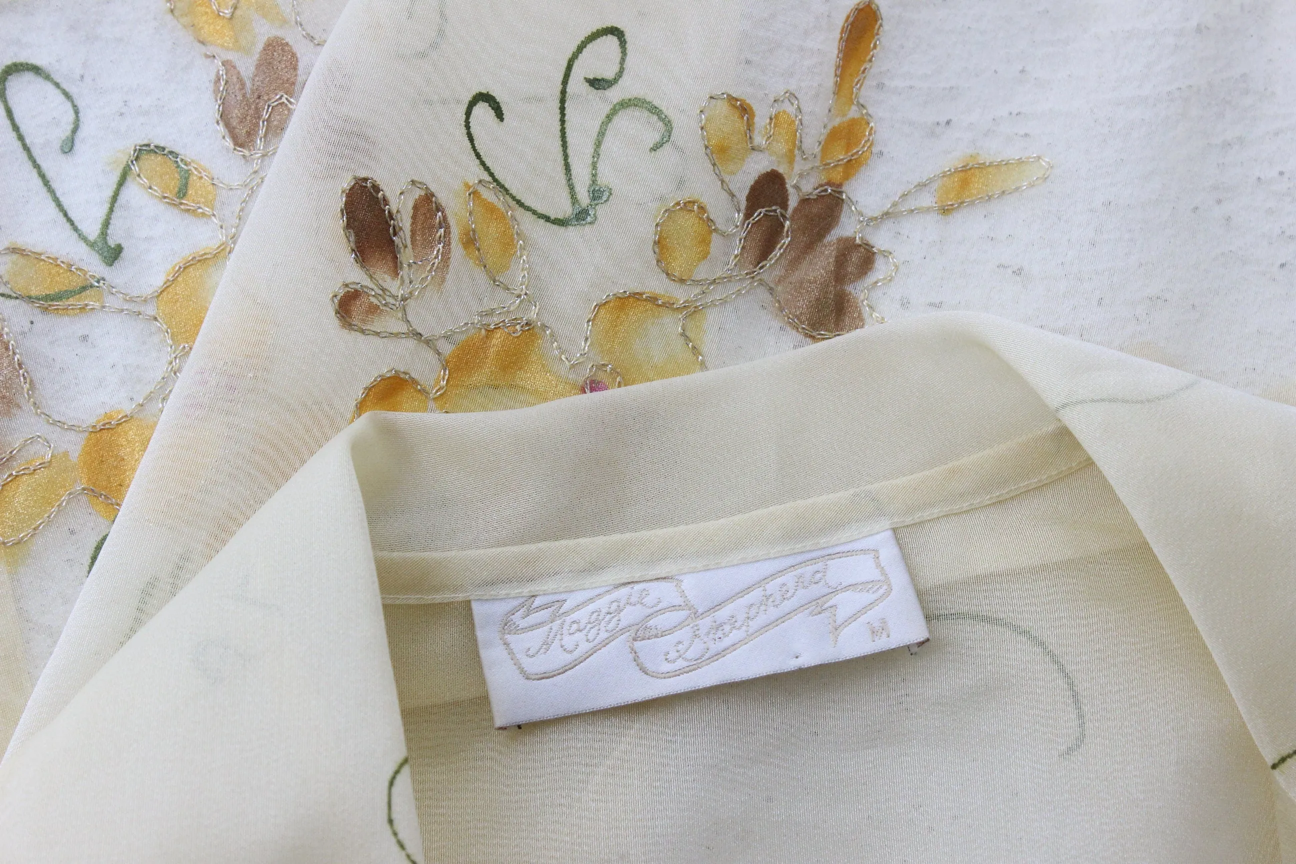 80s Maggie Shepherd Hand Painted Organza Layering Jacket