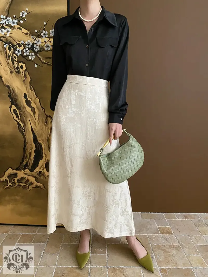 Buttoned Vest Top & High Rise Midi Skirt