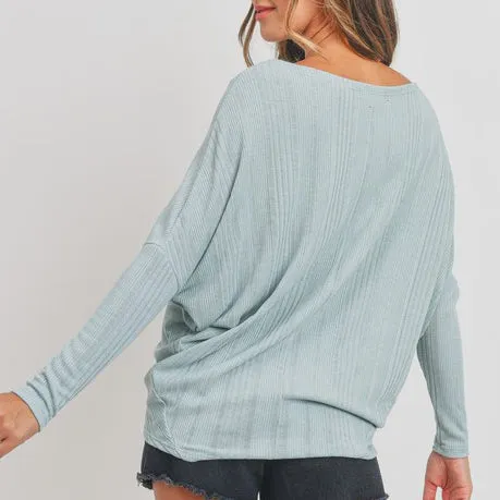 Corrugated Dolman Sleeve Top