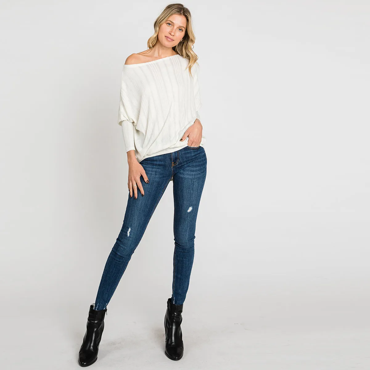 Corrugated Dolman Sleeve Top