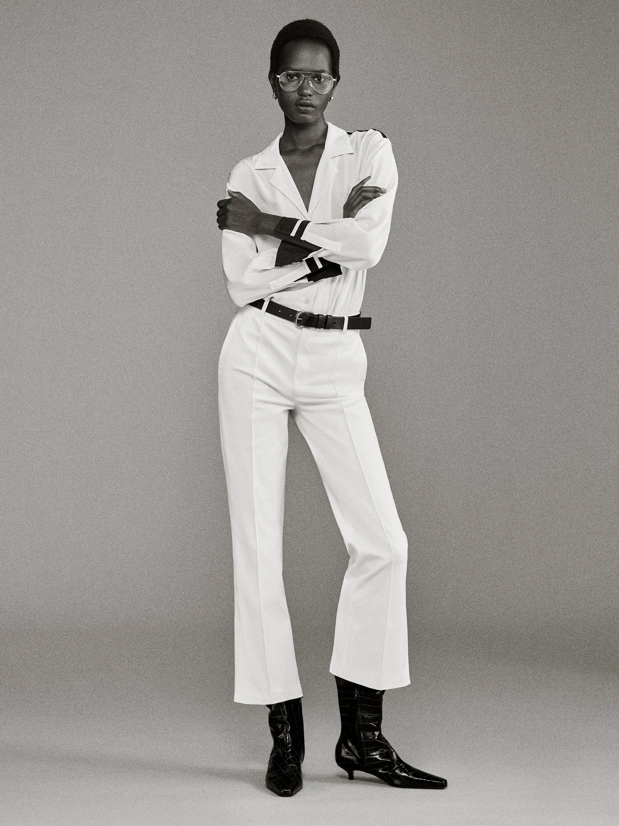 Cropped Kick Flare Trouser -- Alabaster