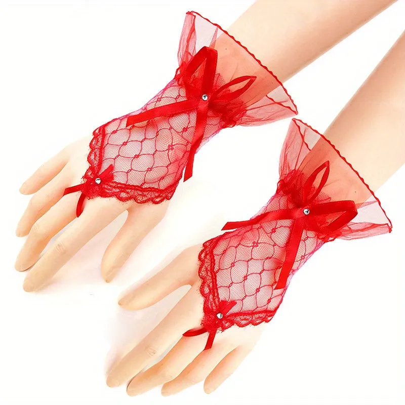 Elegant Lace Gloves for Bridal Wedding or Halloween Costume