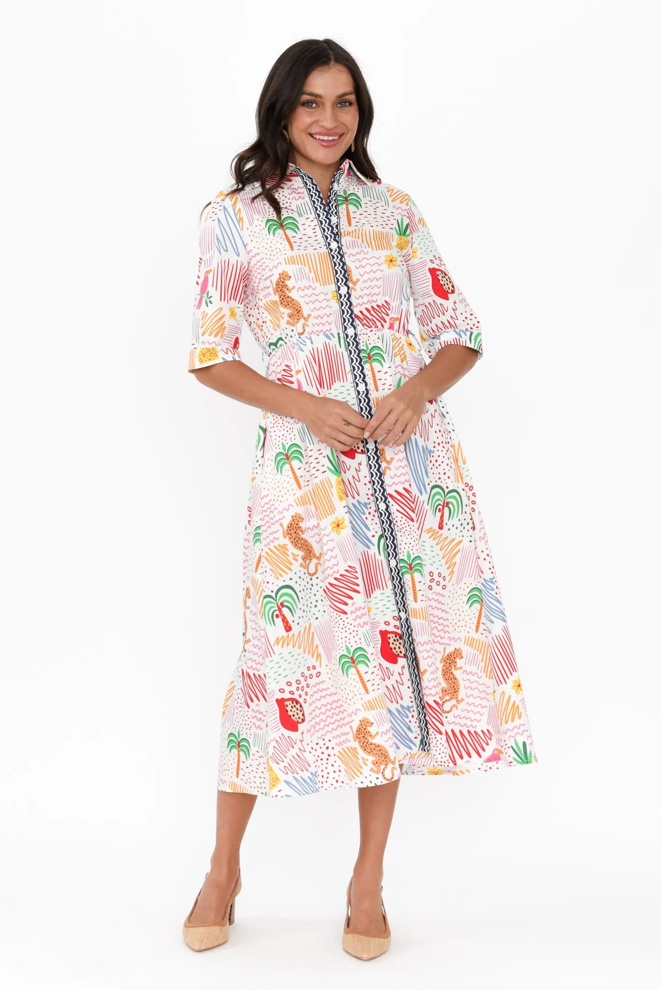 Grace Pink Jungle Cotton Poplin Dress