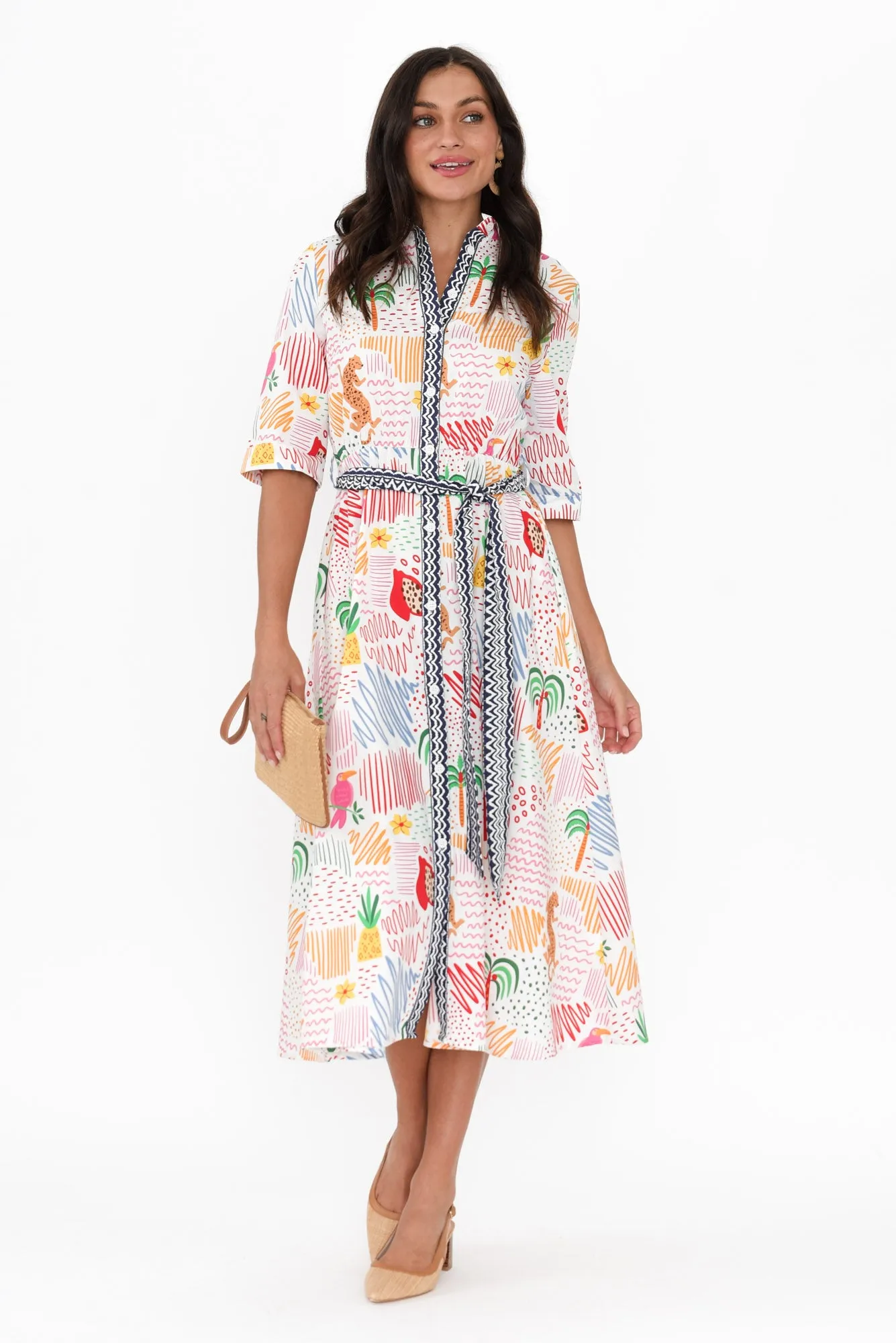 Grace Pink Jungle Cotton Poplin Dress