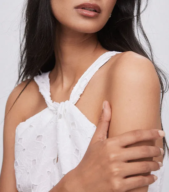 Halter Midi Dress White