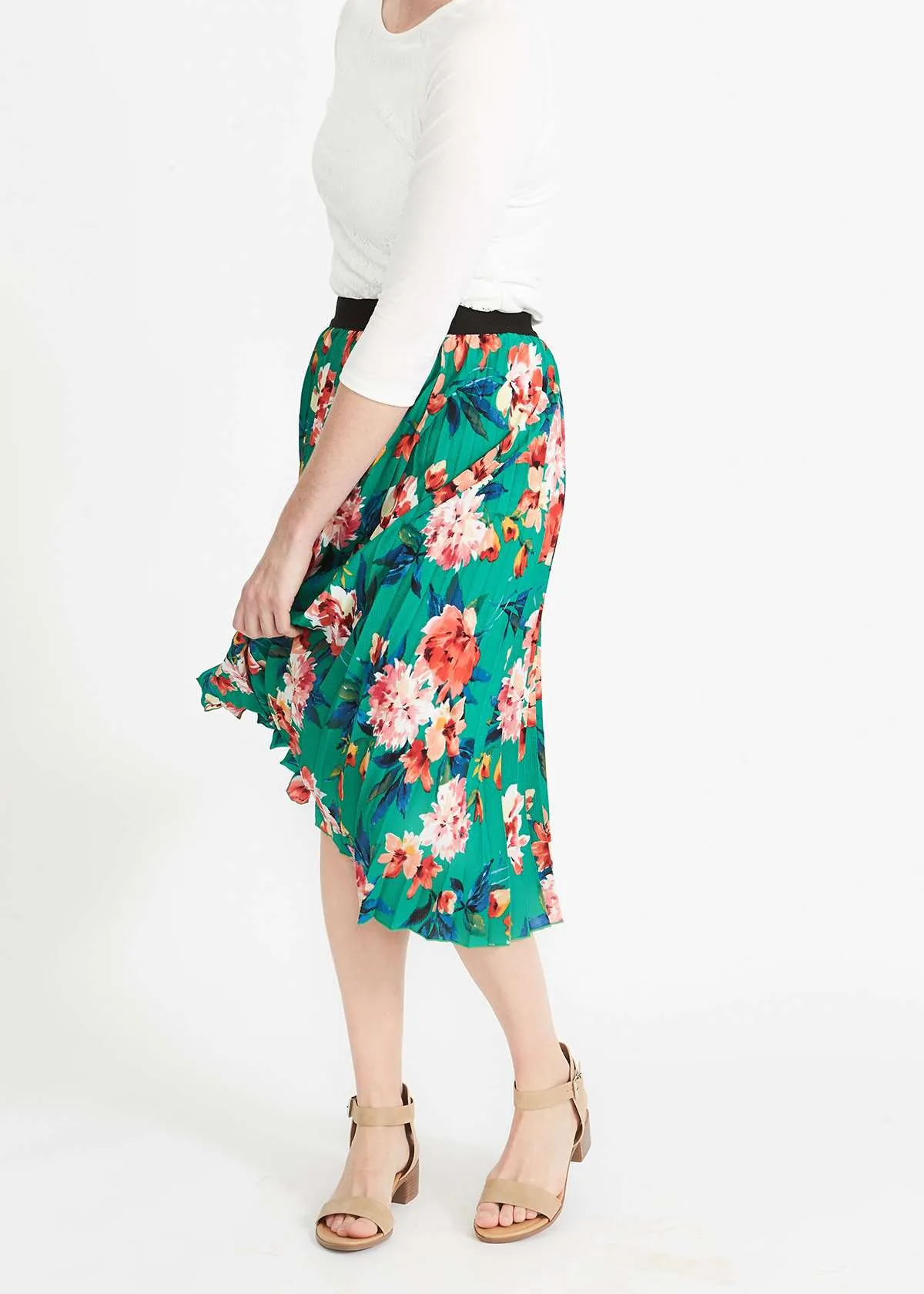 Havana Floral Pleated Midi Skirt-FINAL SALE