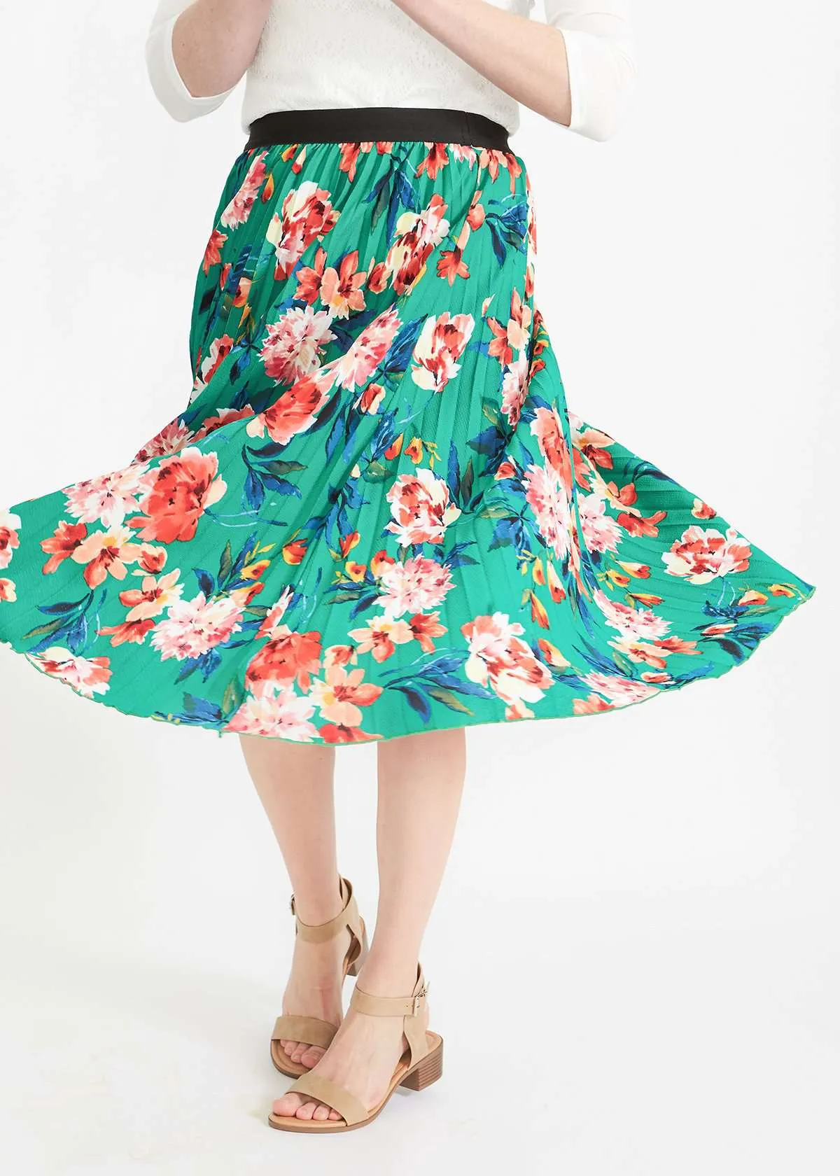 Havana Floral Pleated Midi Skirt-FINAL SALE