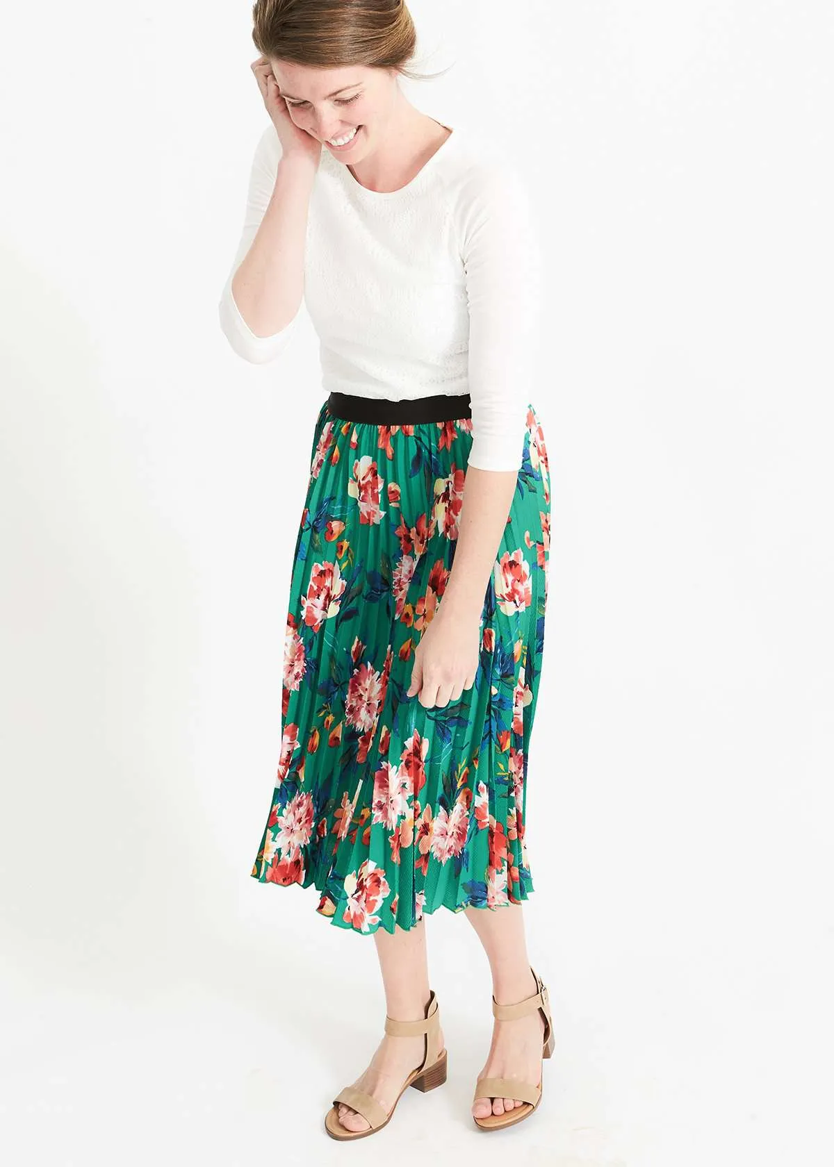 Havana Floral Pleated Midi Skirt-FINAL SALE