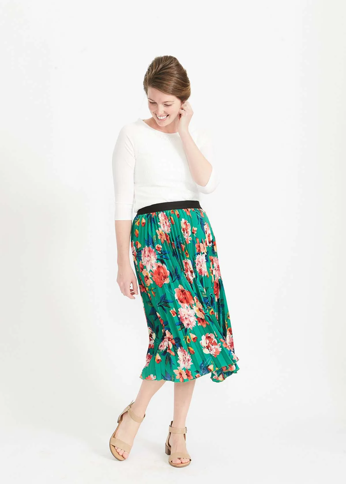Havana Floral Pleated Midi Skirt-FINAL SALE