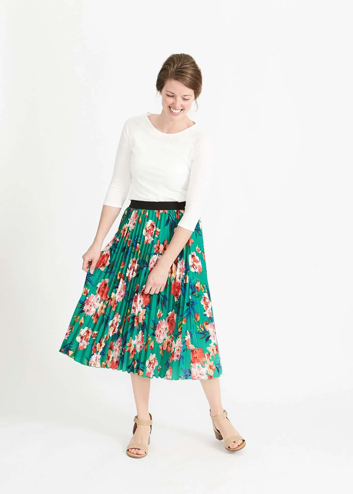 Havana Floral Pleated Midi Skirt-FINAL SALE