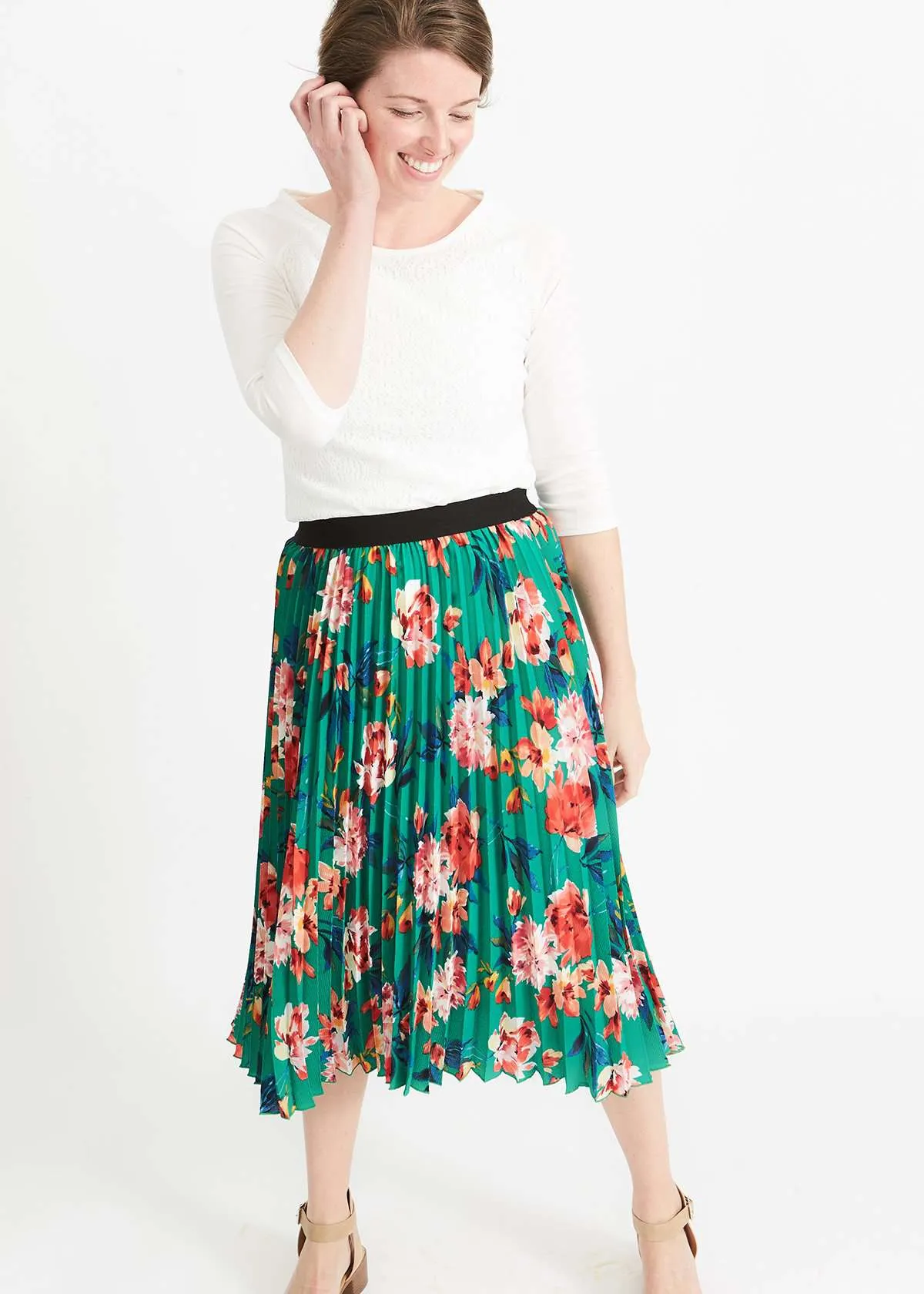 Havana Floral Pleated Midi Skirt-FINAL SALE