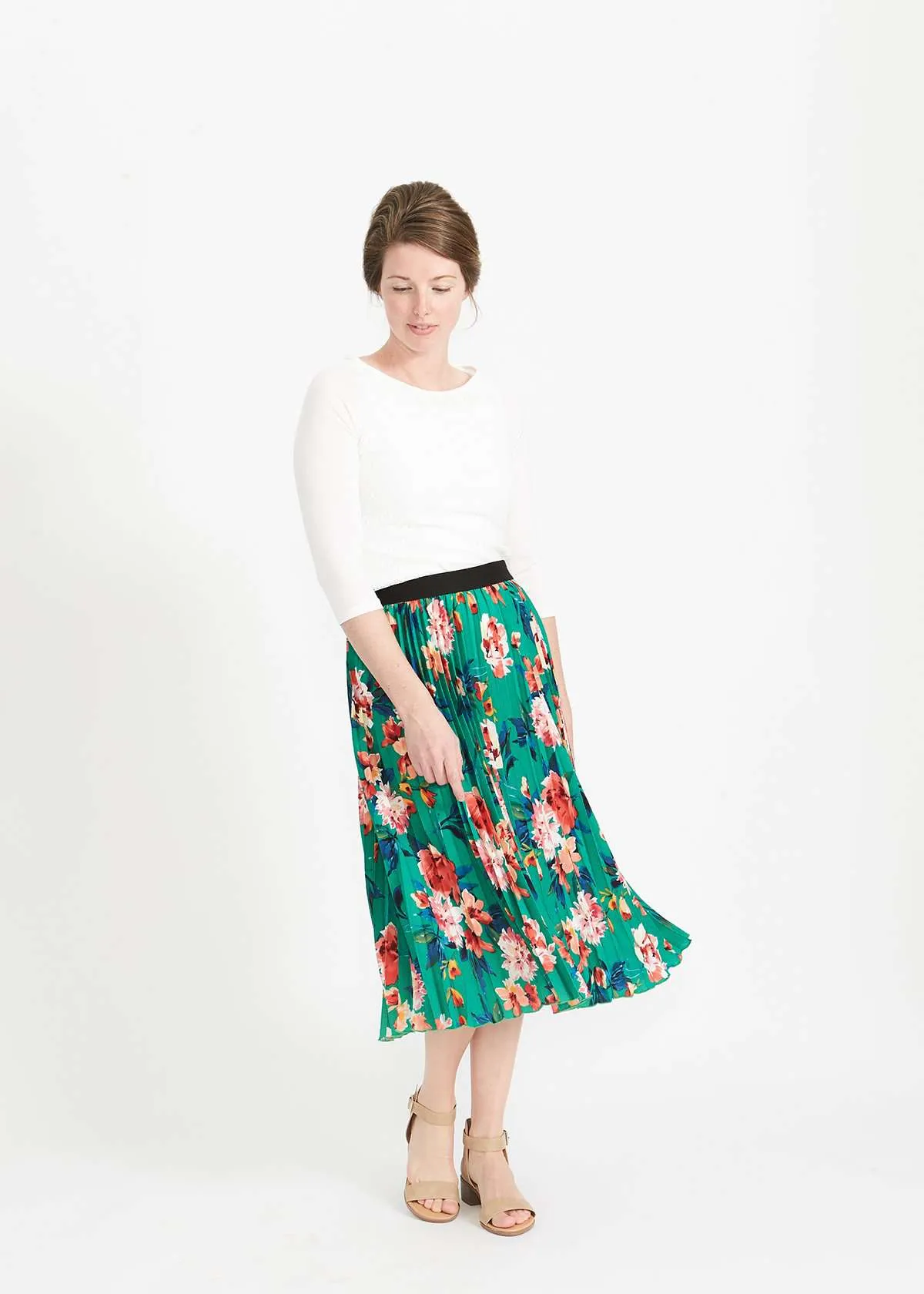 Havana Floral Pleated Midi Skirt-FINAL SALE