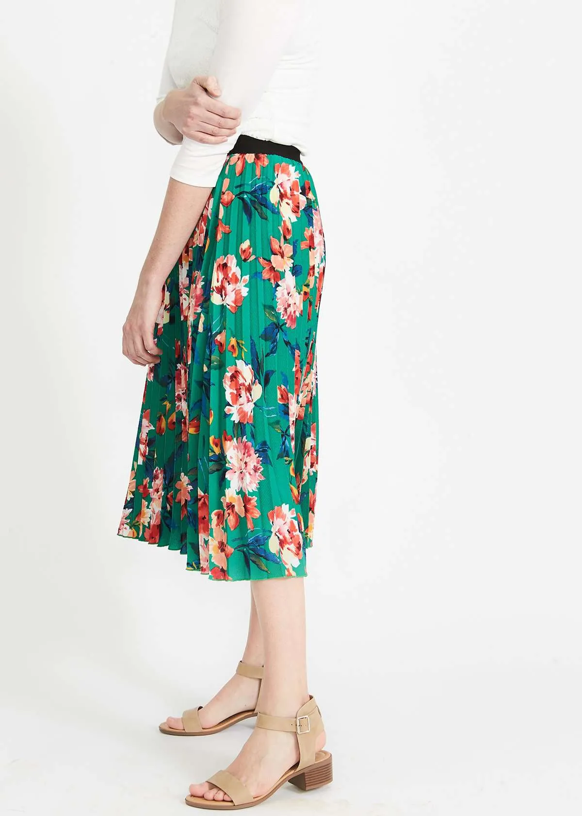Havana Floral Pleated Midi Skirt-FINAL SALE