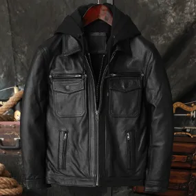 Hooded Leather Jacket