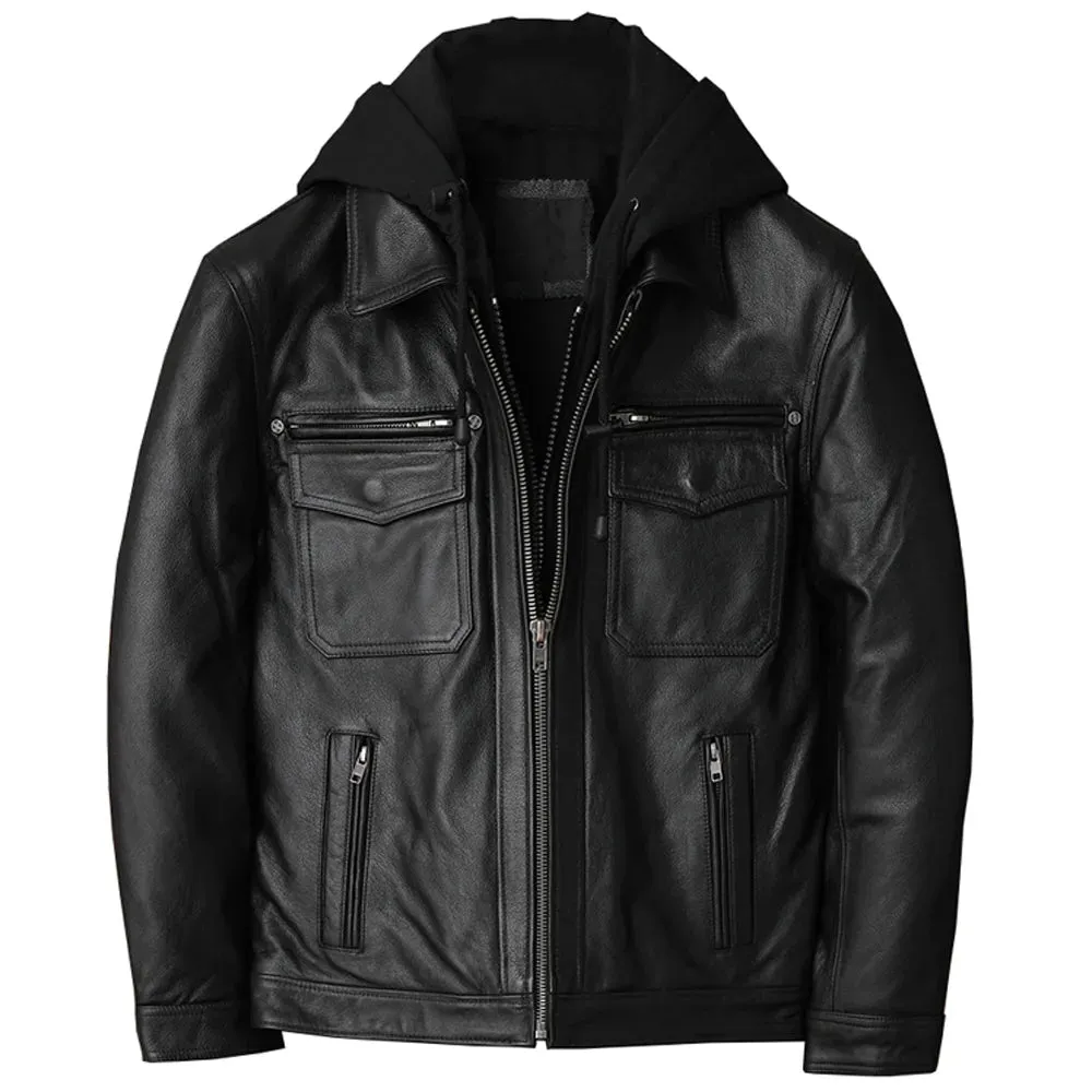 Hooded Leather Jacket