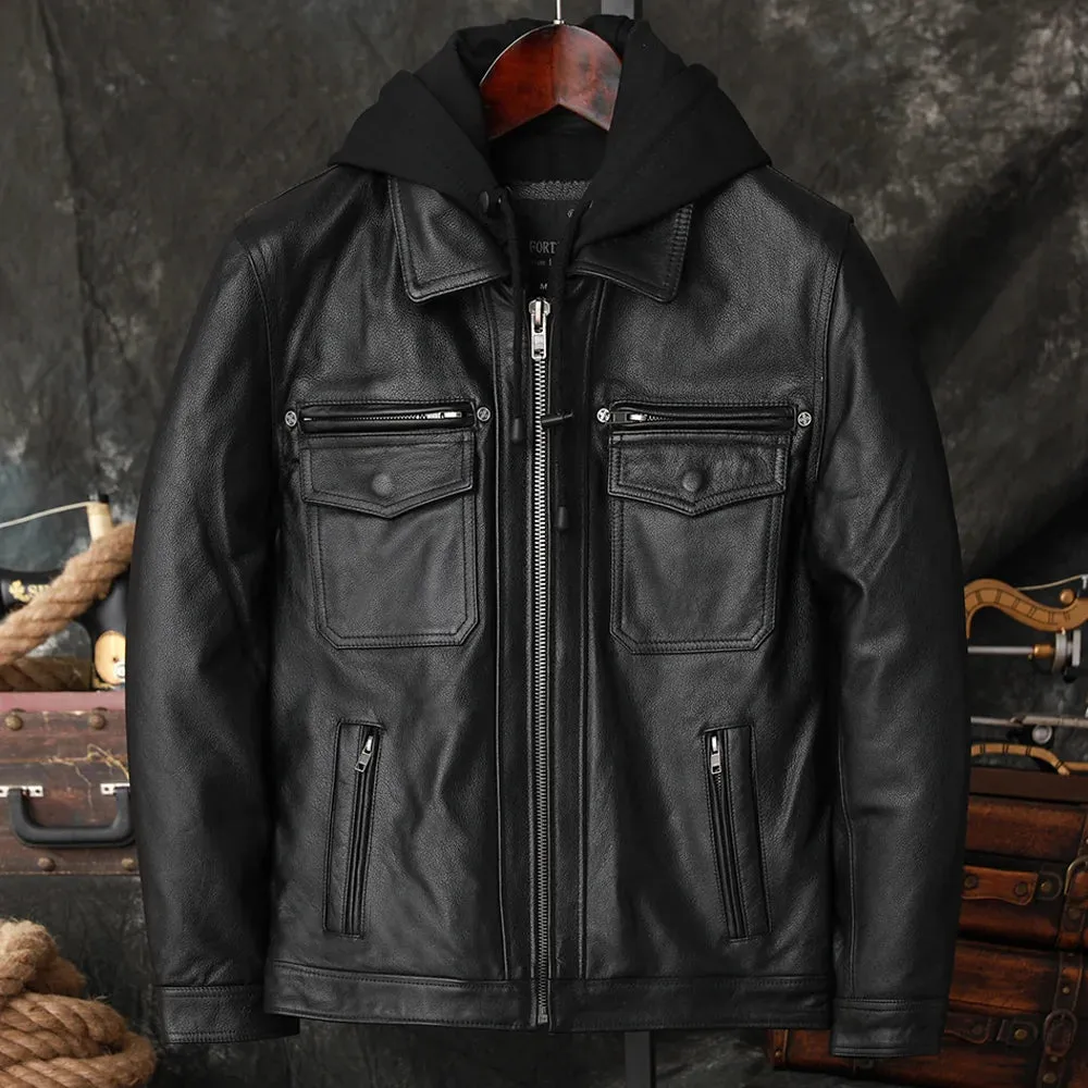 Hooded Leather Jacket