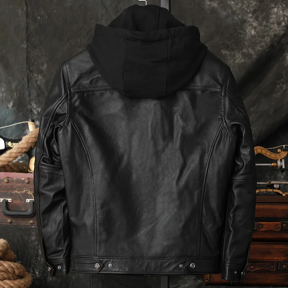 Hooded Leather Jacket