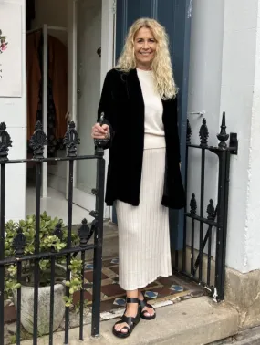 Jiva Silk/ Velvet Kimono Jacket - Black