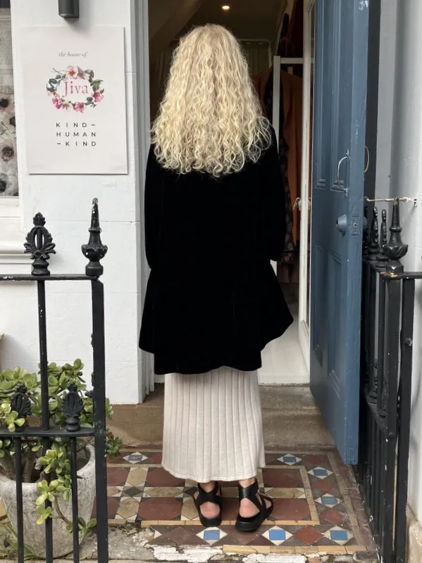 Jiva Silk/ Velvet Kimono Jacket - Black