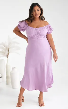 Jolene Dip Hem Midi Dress - Lilac