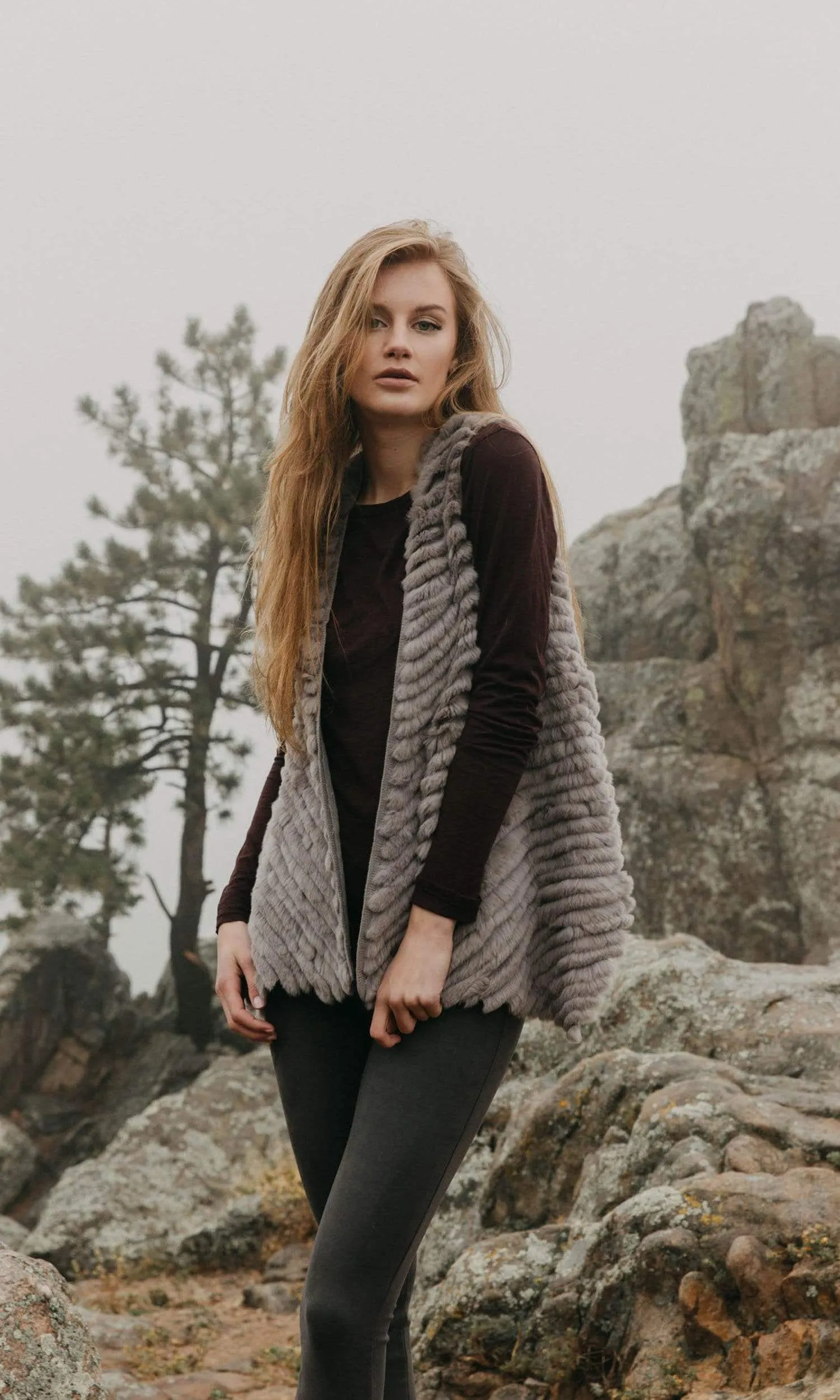 Love Token Layla Genuine Rabbit Fur Vest