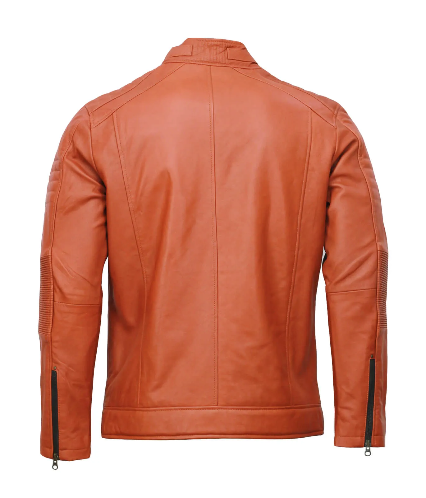 Men’s Café Racer Brown Leather Biker Jacket Classic Motorcycle Style