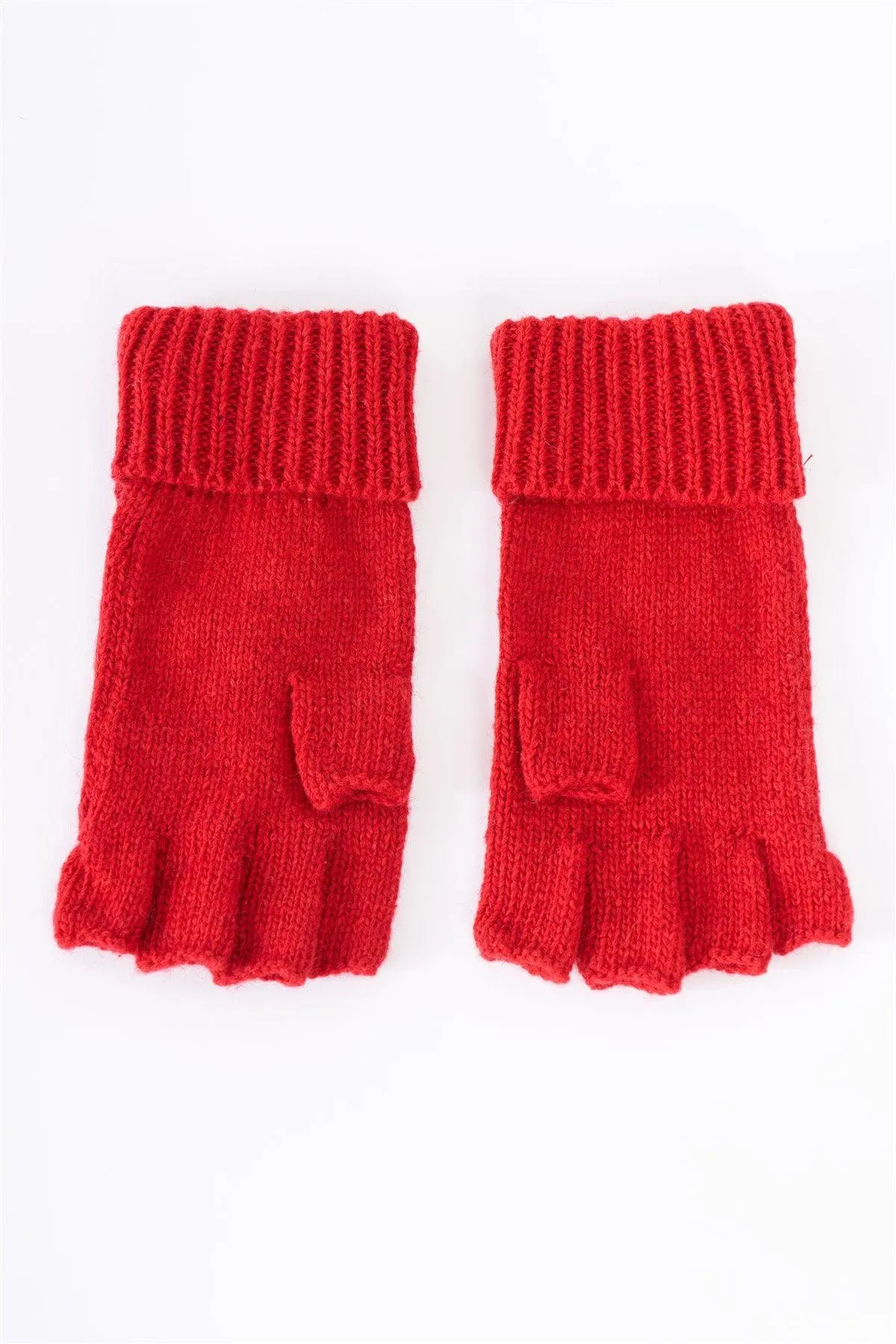 Red Fingerless Snowflakes Pearl Rhinestone Winter Gloves /3 Pieces