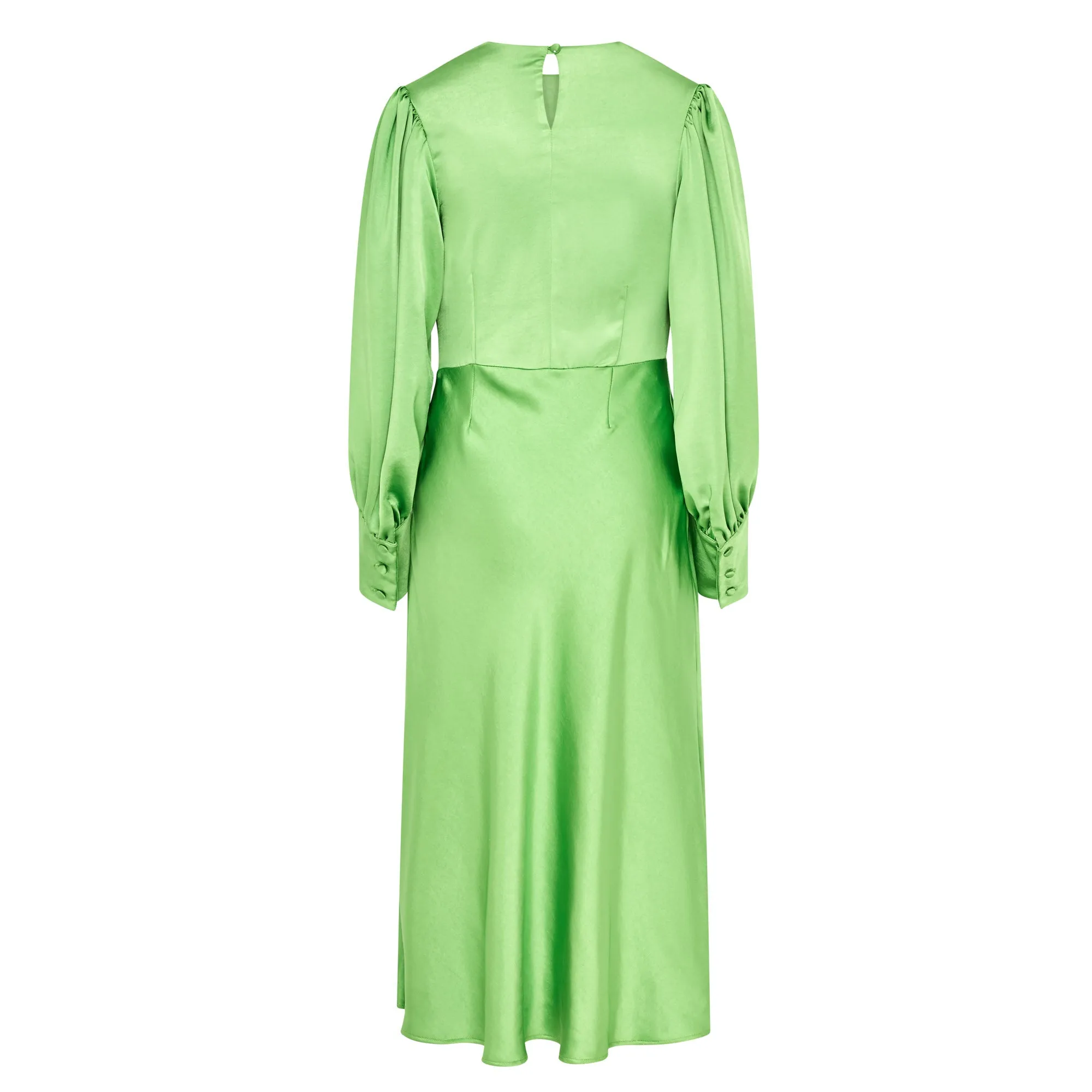 Sadie Green Satin Cowl Neck Midi Dress