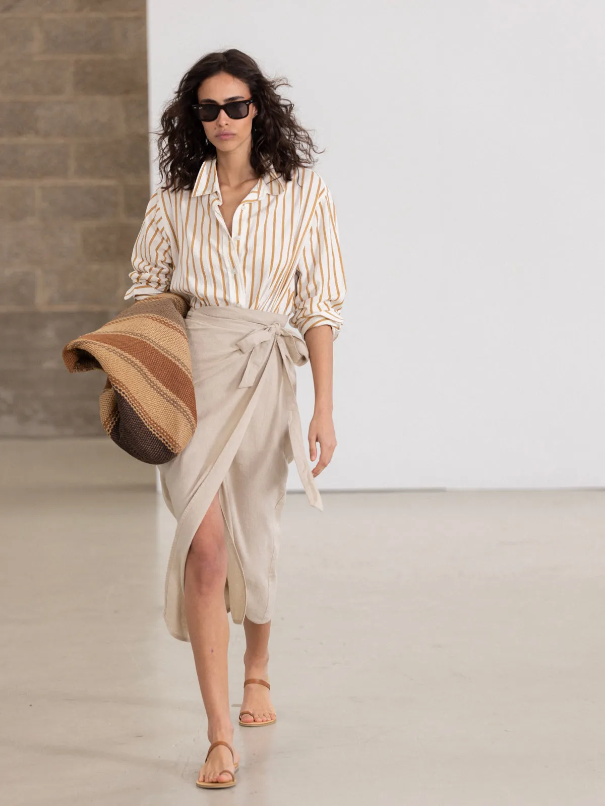 SORRENTO MIDI WRAP SKIRT IN STONE