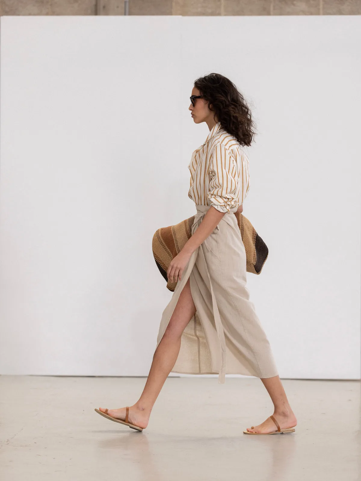 SORRENTO MIDI WRAP SKIRT IN STONE