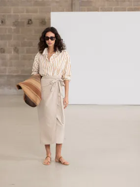 SORRENTO MIDI WRAP SKIRT IN STONE
