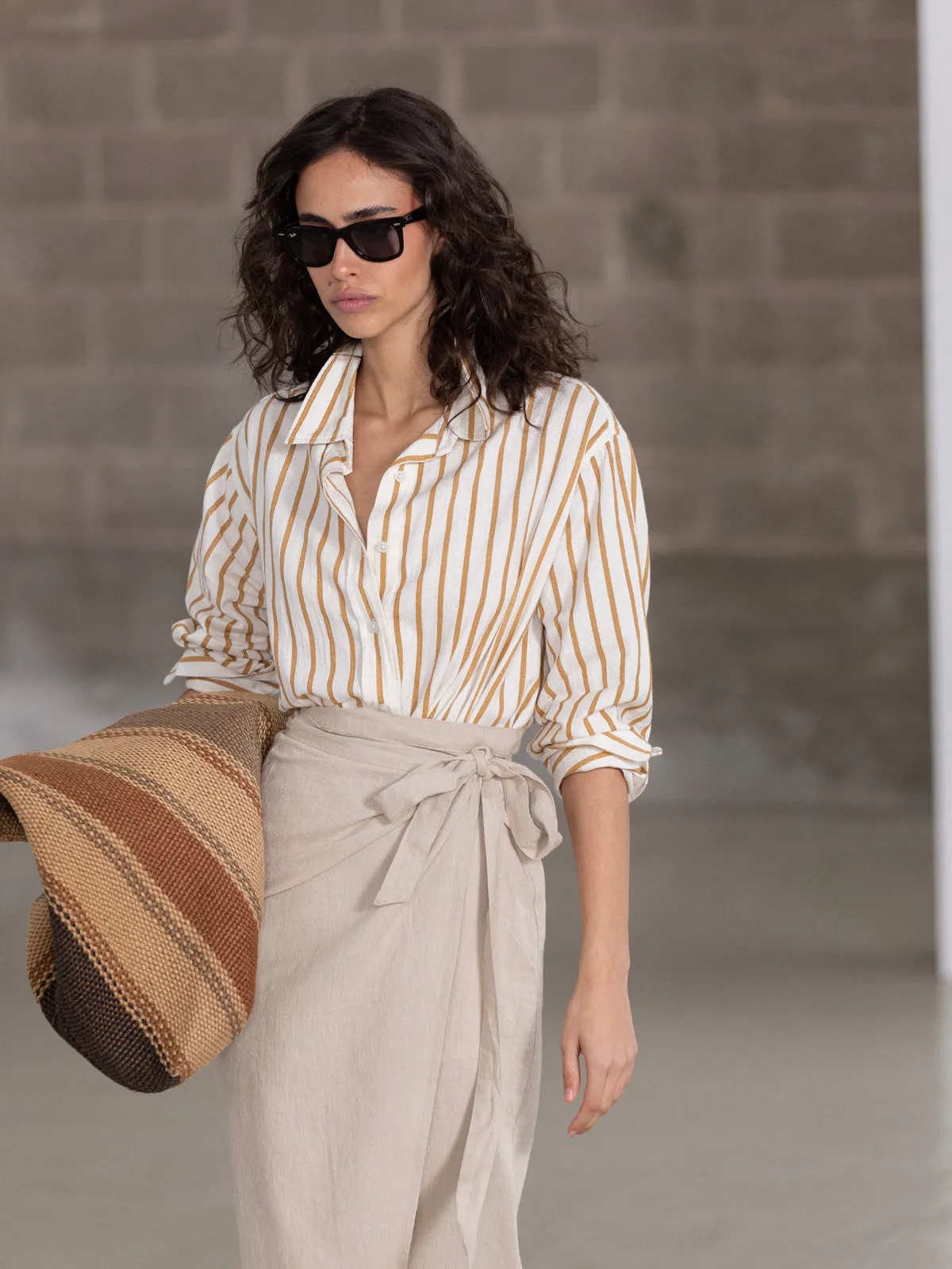 SORRENTO MIDI WRAP SKIRT IN STONE