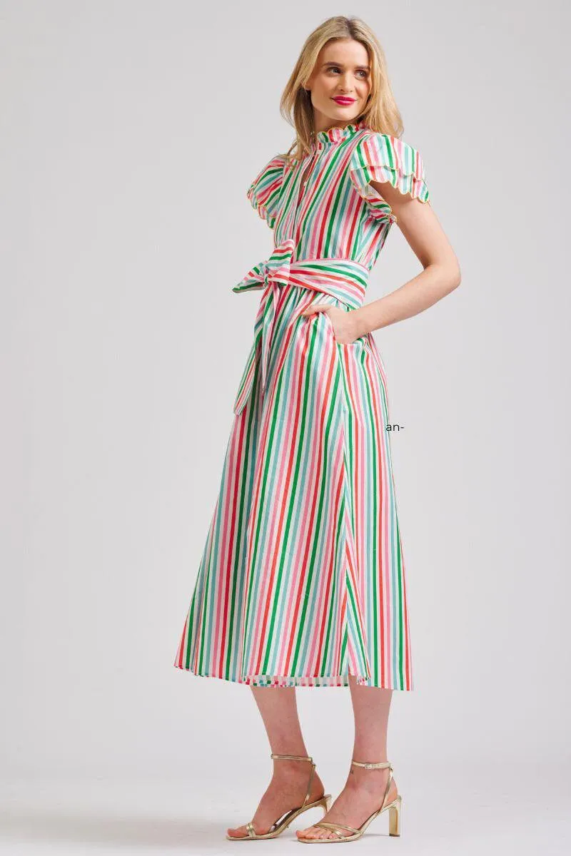 The Hattie Long Dress | Holiday Stripe