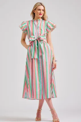 The Hattie Long Dress | Holiday Stripe