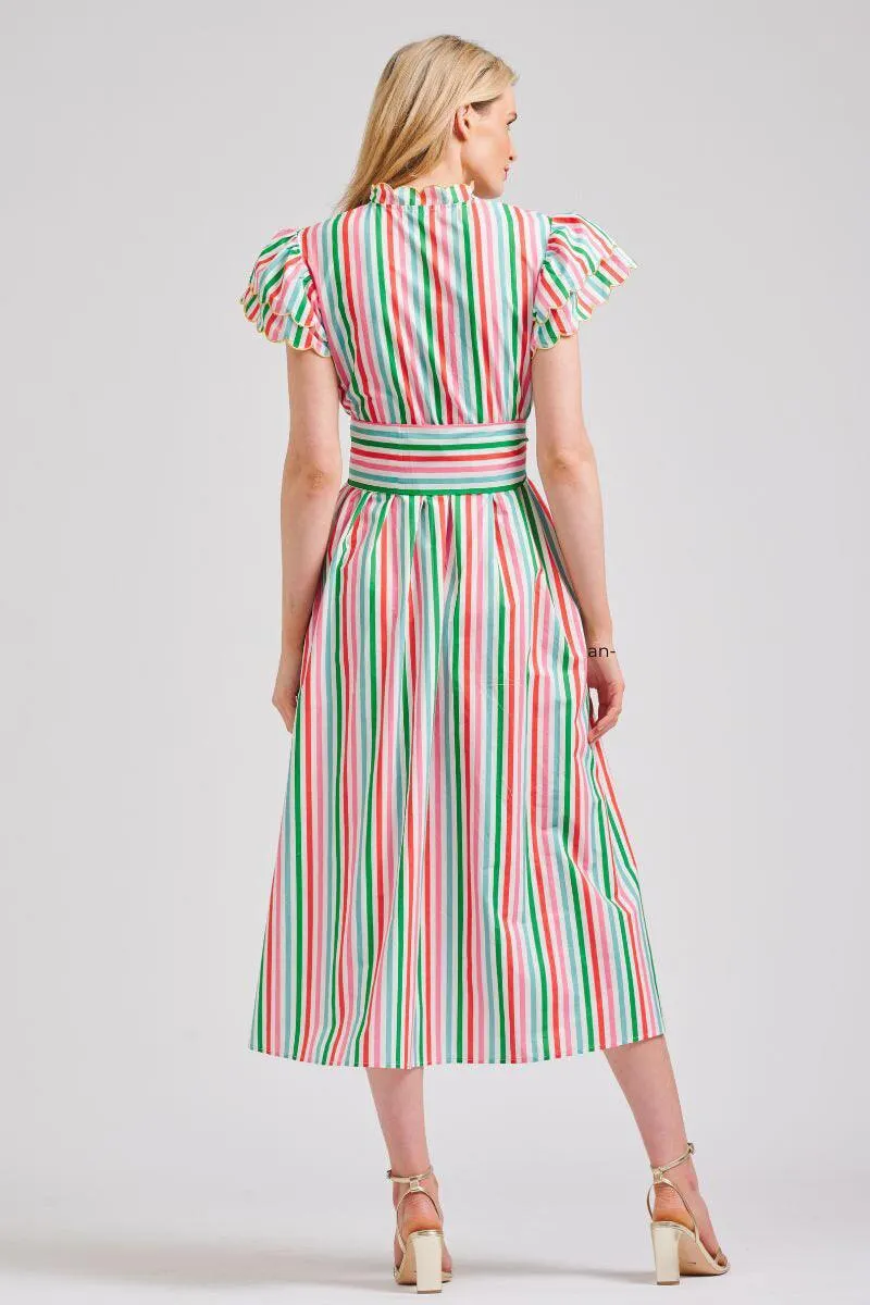 The Hattie Long Dress | Holiday Stripe