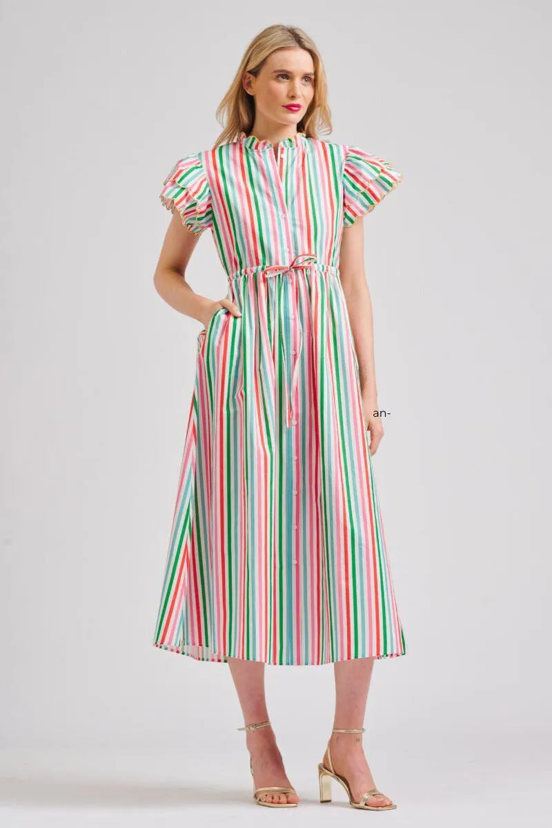 The Hattie Long Dress | Holiday Stripe