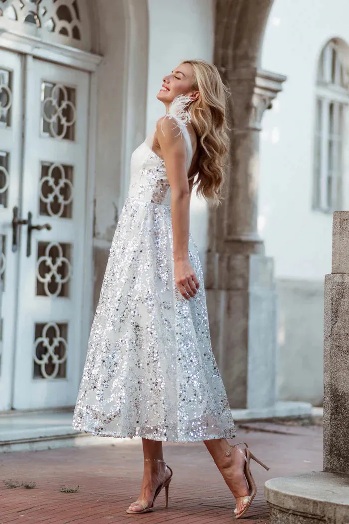 TINA HOLLY Couture sweetheart sequin midi gown