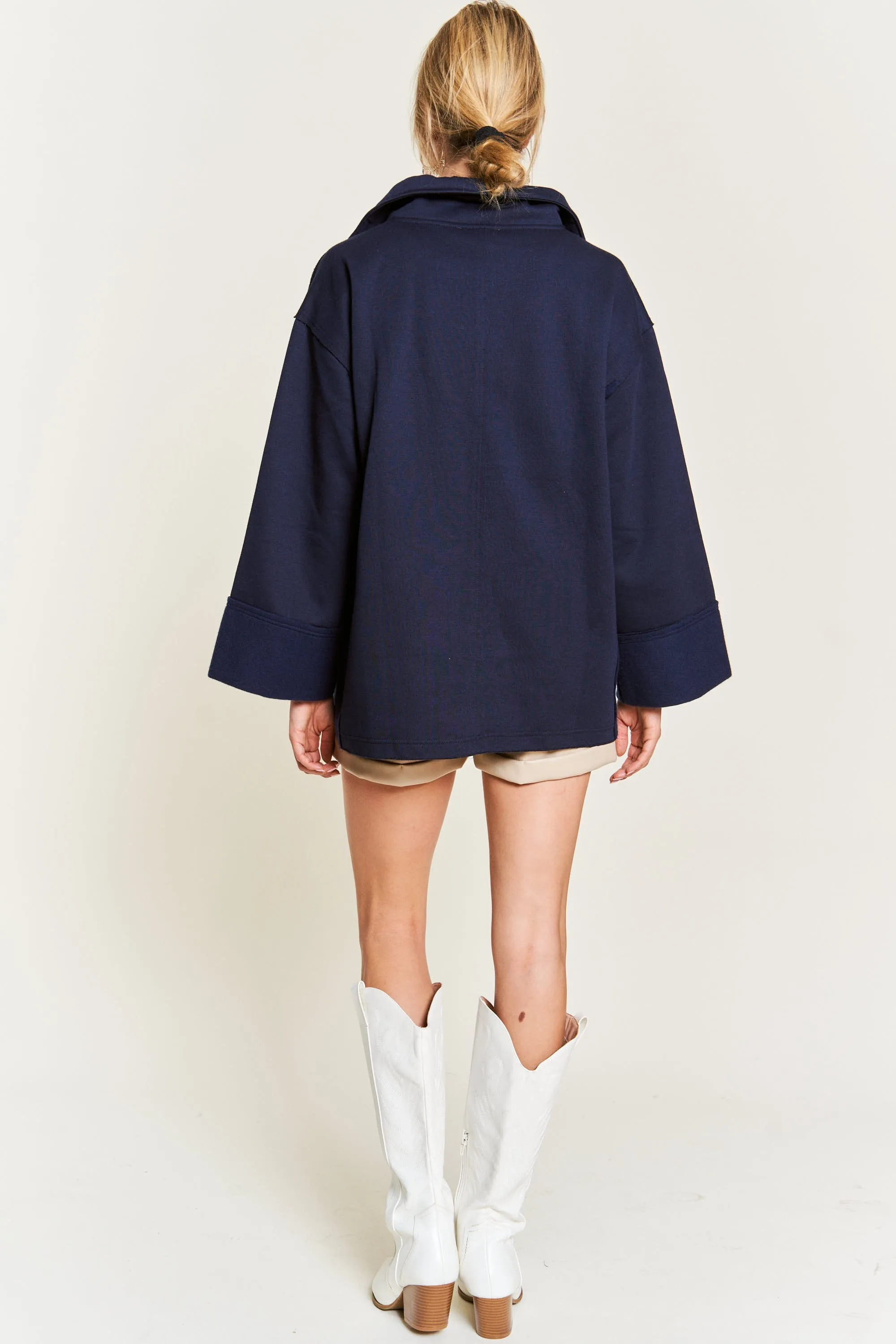 Together At Last Collared Pullover - Navy