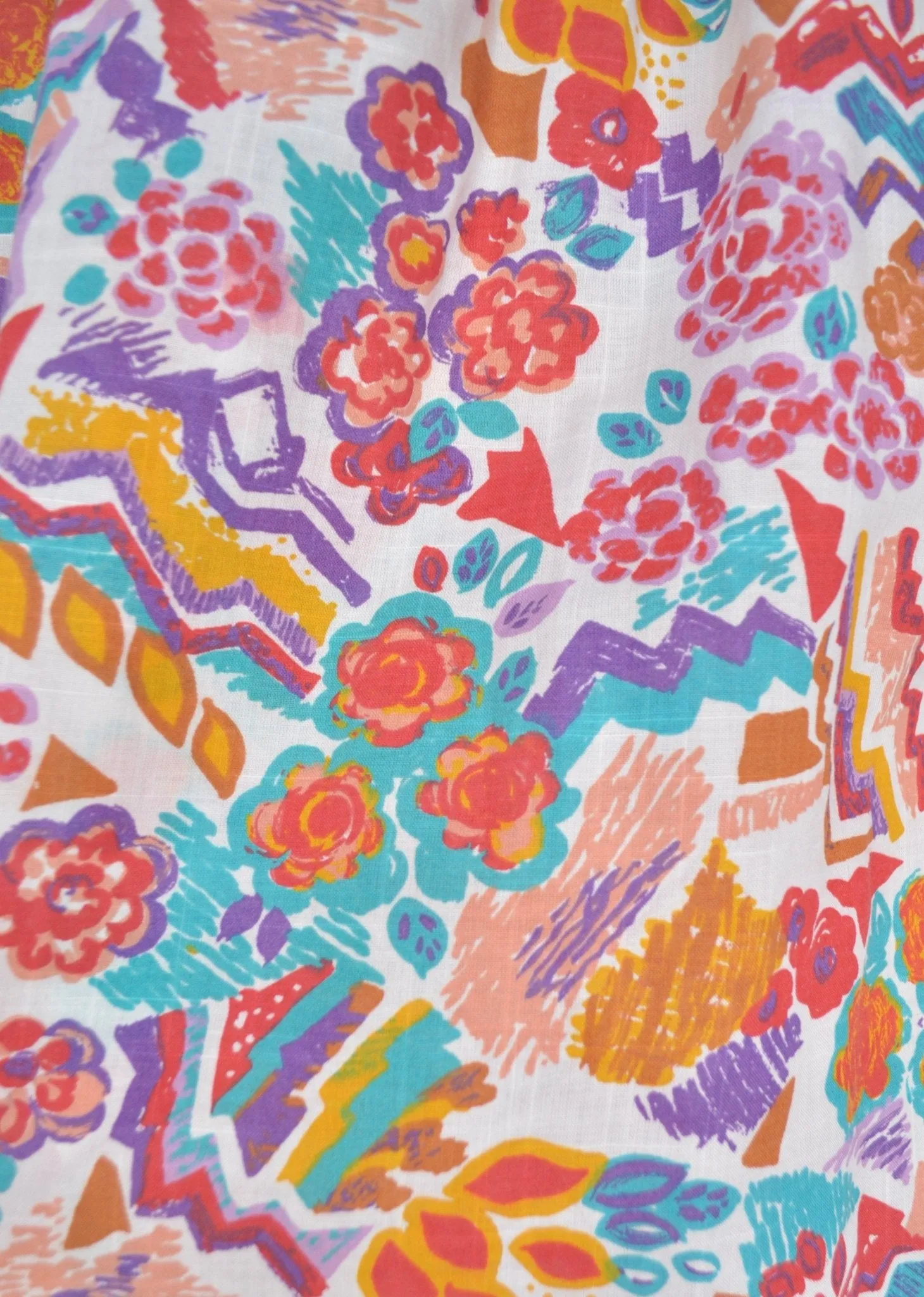 Vintage 80's Graphic Tropical Print Pleated Midi Skirt 10-12