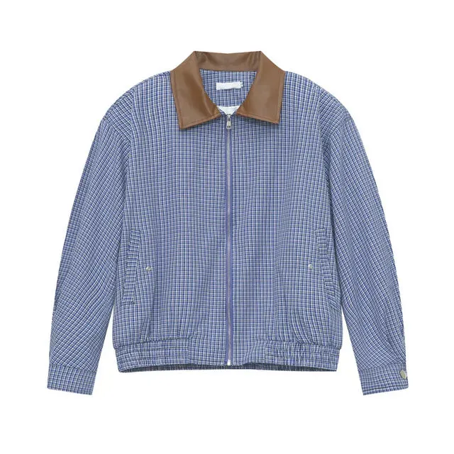 Vintage Patchwork Blue Plaid Jacket