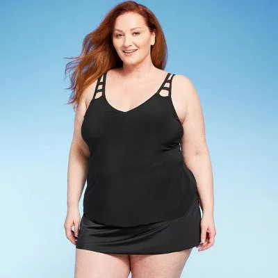 Women's UPF 50 Shaping Swim Skirt - Aqua Green Black 3X