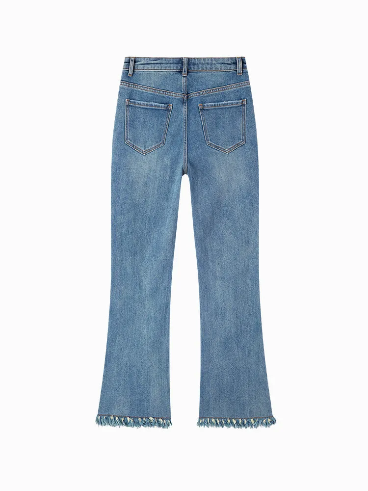 Women's yellow mud dyed bell bottoms