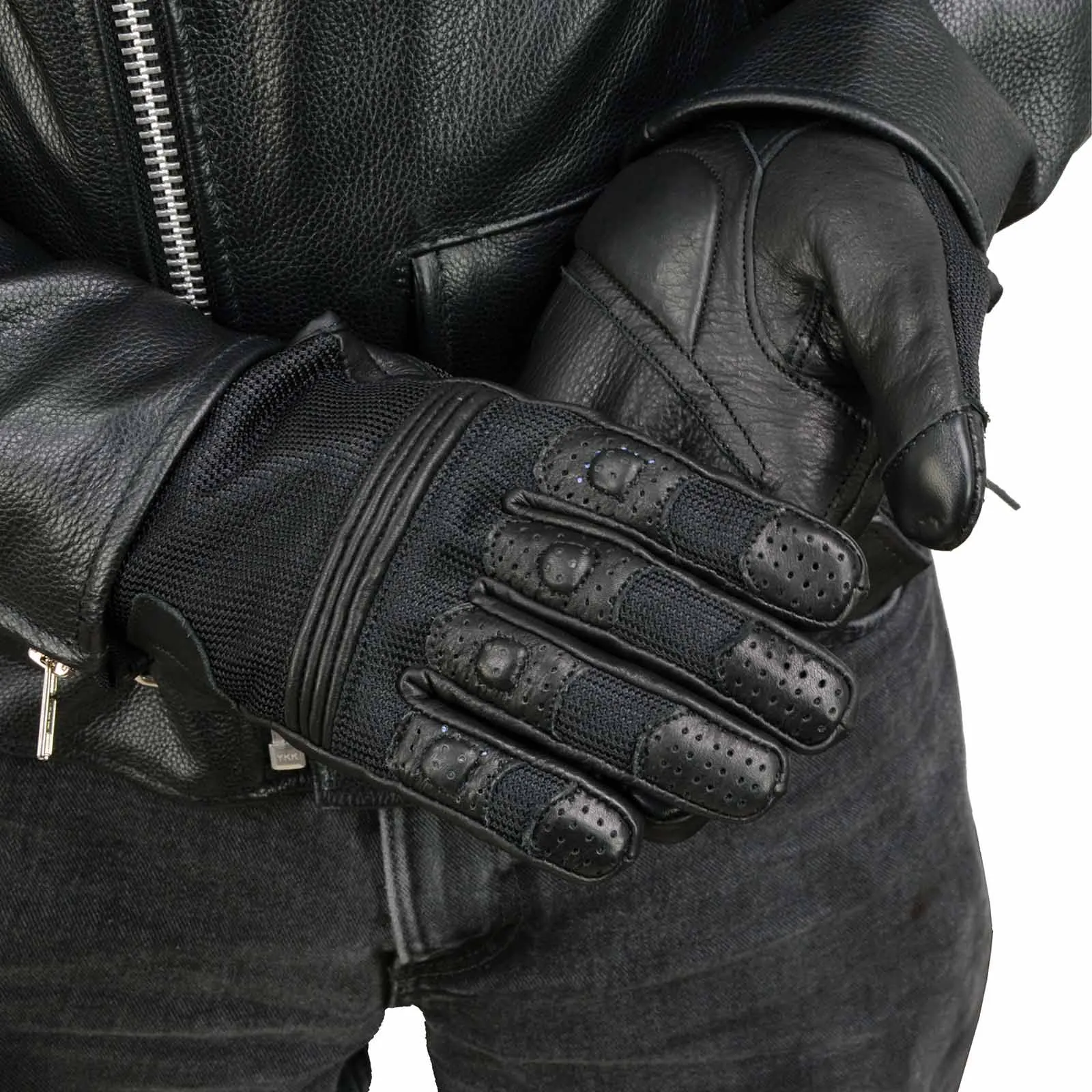 Xelement XG17506 Men's Black Leather with Mesh Racing Motorcycle