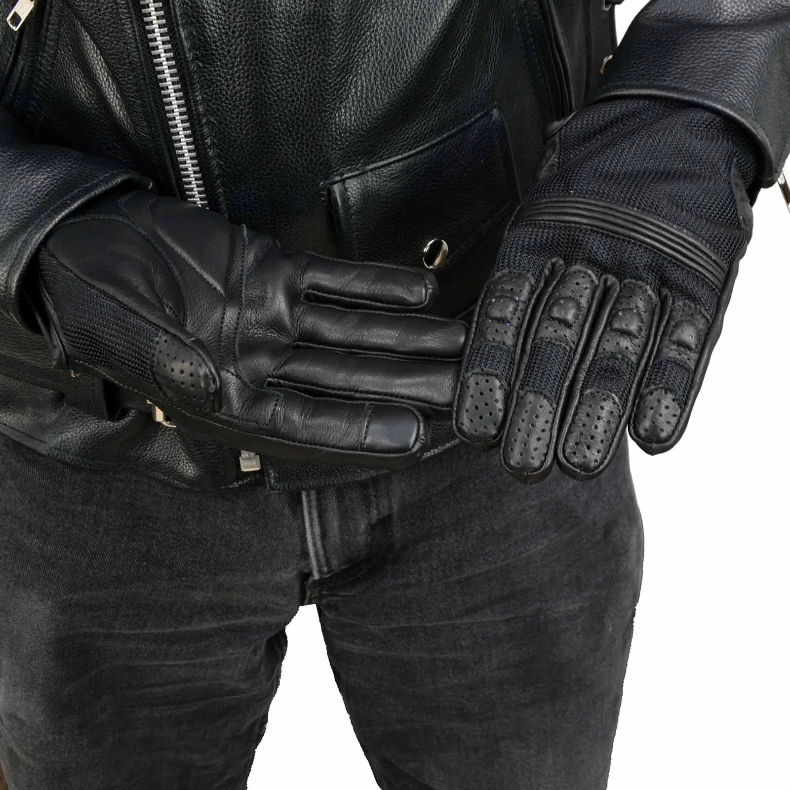 Xelement XG17506 Men's Black Leather with Mesh Racing Motorcycle