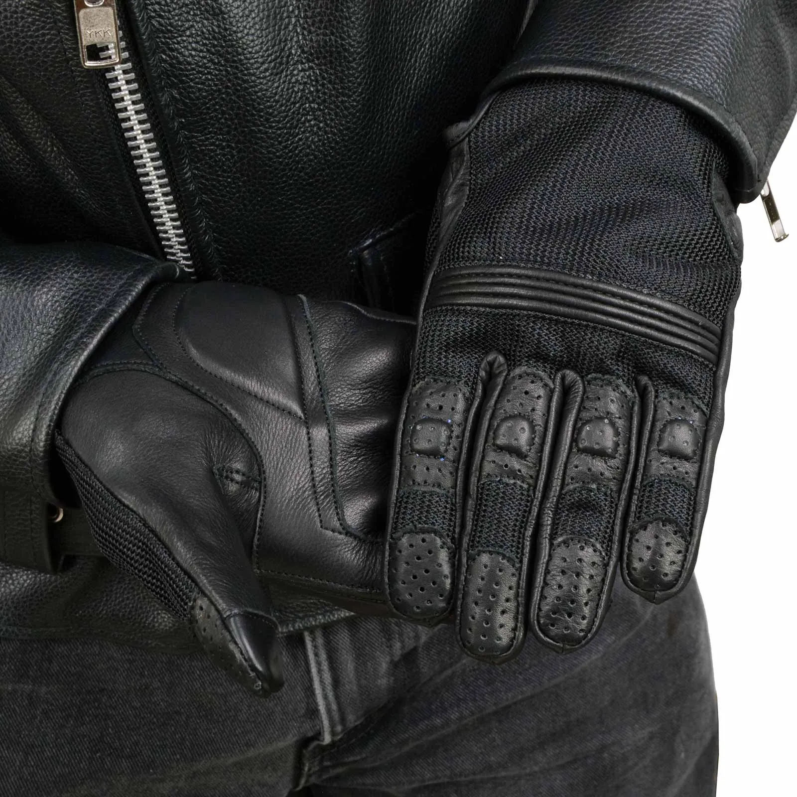 Xelement XG17506 Men's Black Leather with Mesh Racing Motorcycle