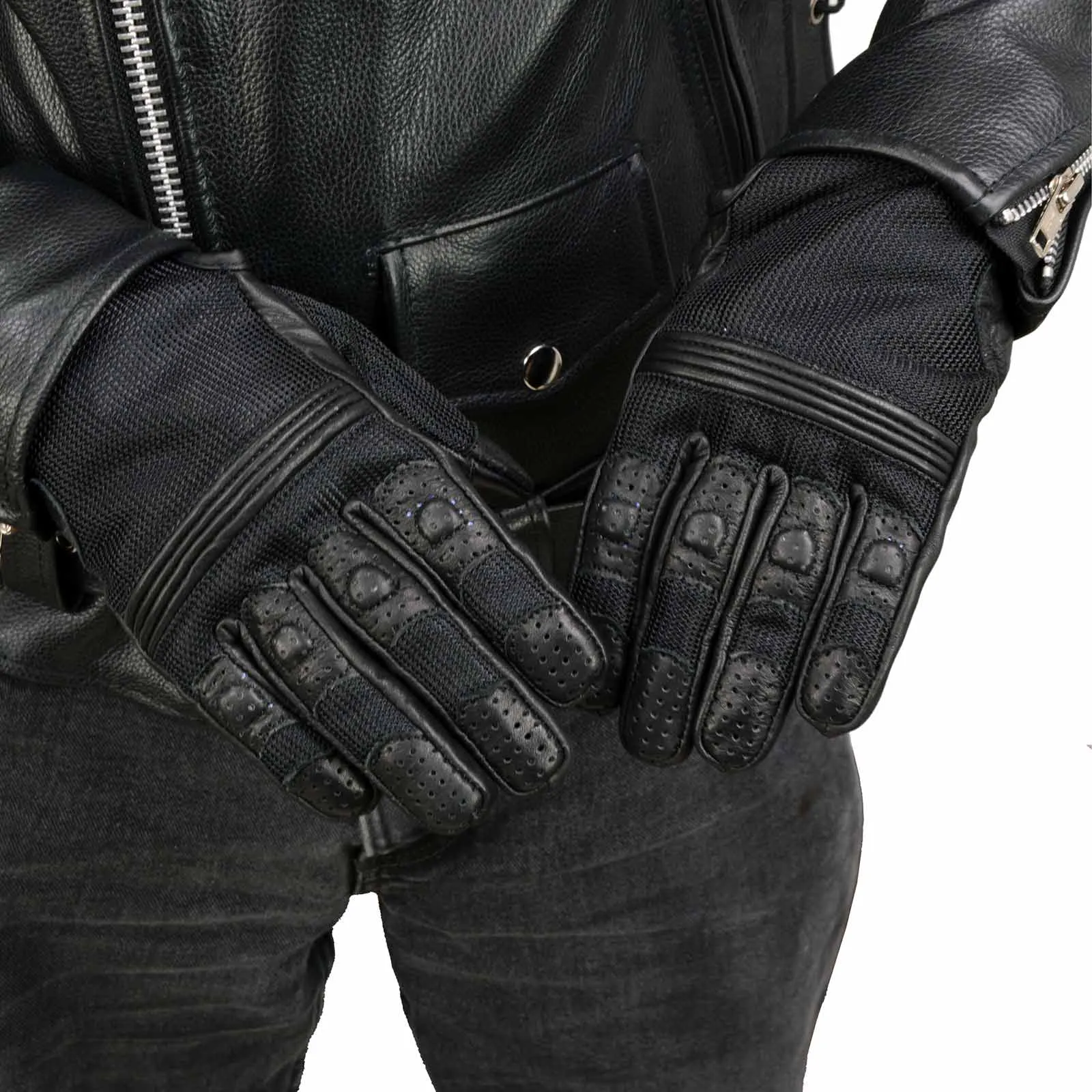 Xelement XG17506 Men's Black Leather with Mesh Racing Motorcycle