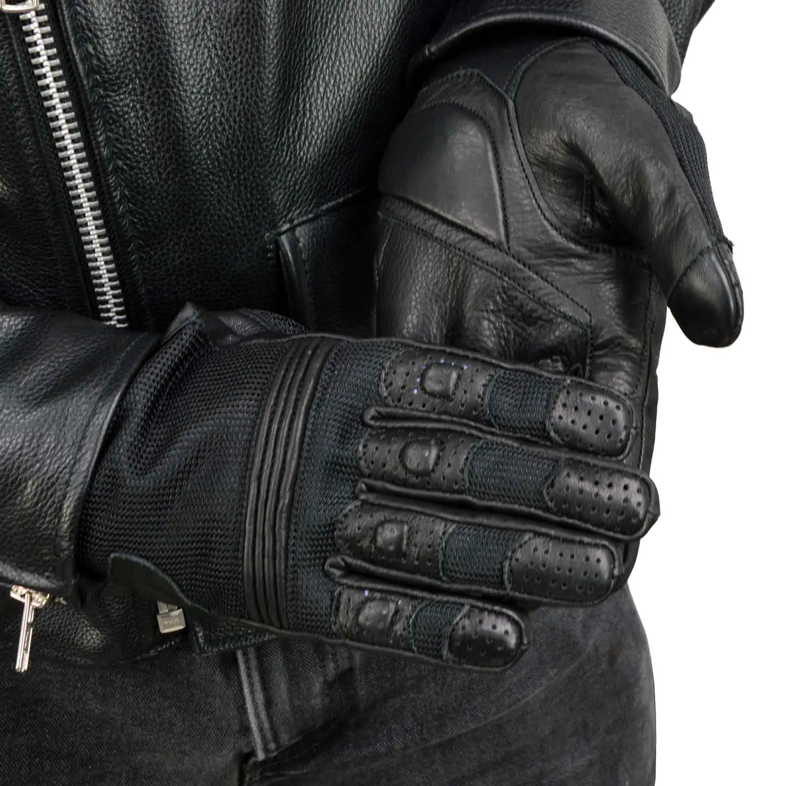 Xelement XG17506 Men's Black Leather with Mesh Racing Motorcycle
